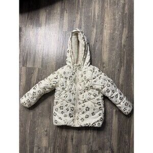 Carter’s Girl's Floral Hooded Faux Fur Trim Winter Coat Size 5-6 Excellent